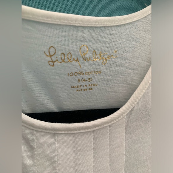 Lilly Pulitzer, cream color tank top with pleated front of shirt. - Picture 3 of 9